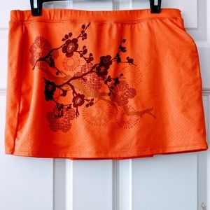 Athleta Orange Skort W/ Floral Print on Front